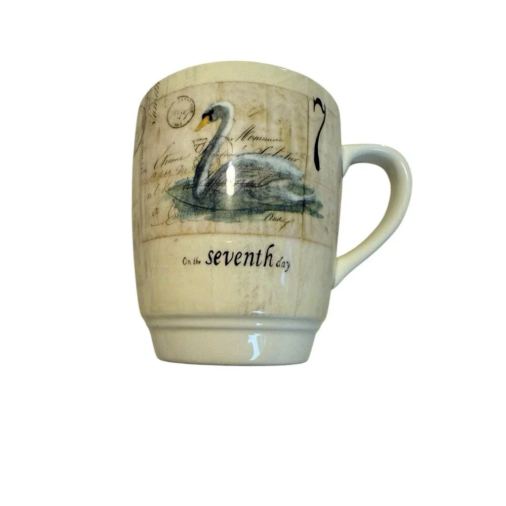 Williams Sonoma 7th & 8th Day Of Christmas Mug 2010 7 Swans 8 Maids